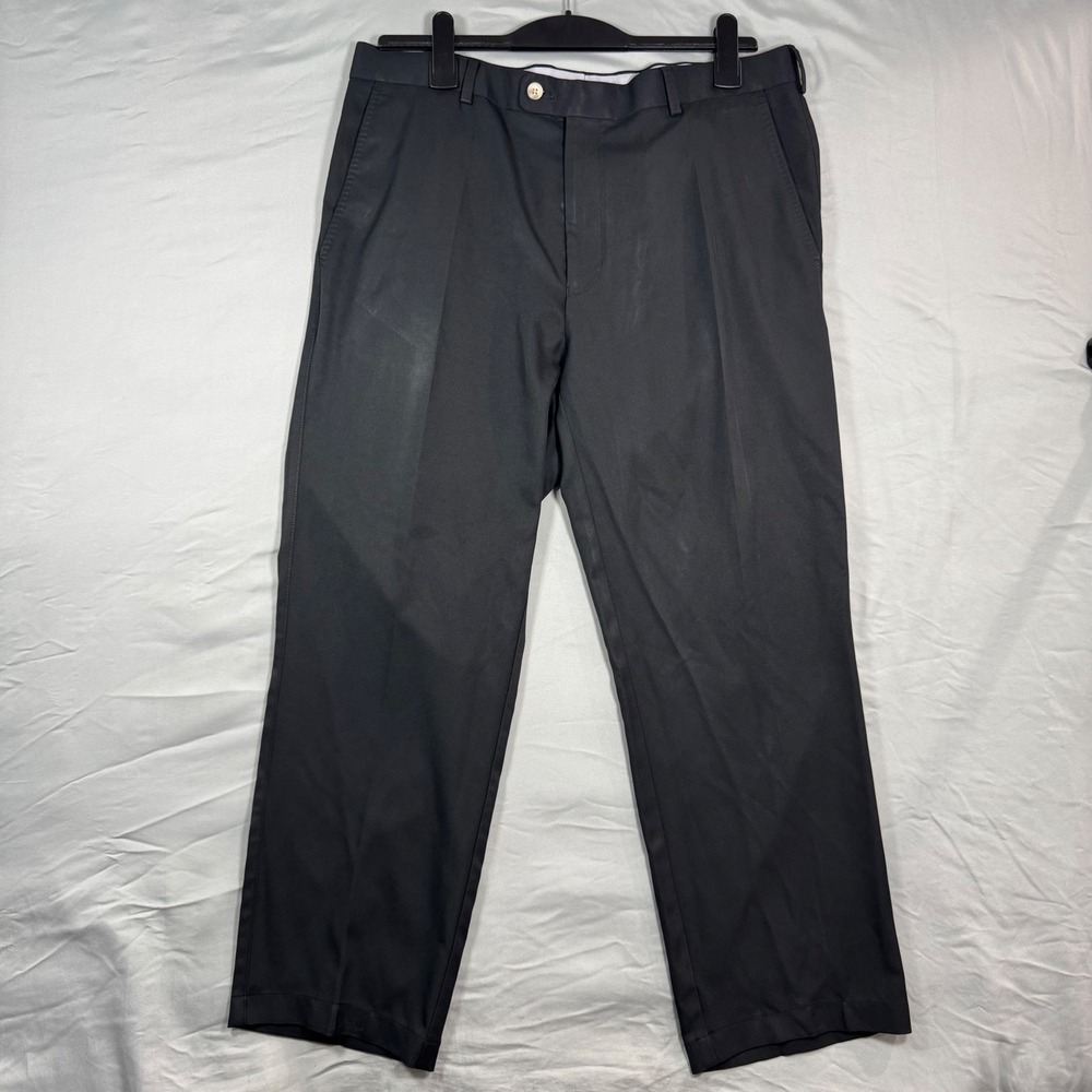 Peter Millar Durham High Drape Performance Pant Wicking Golf Black Mens 36x27